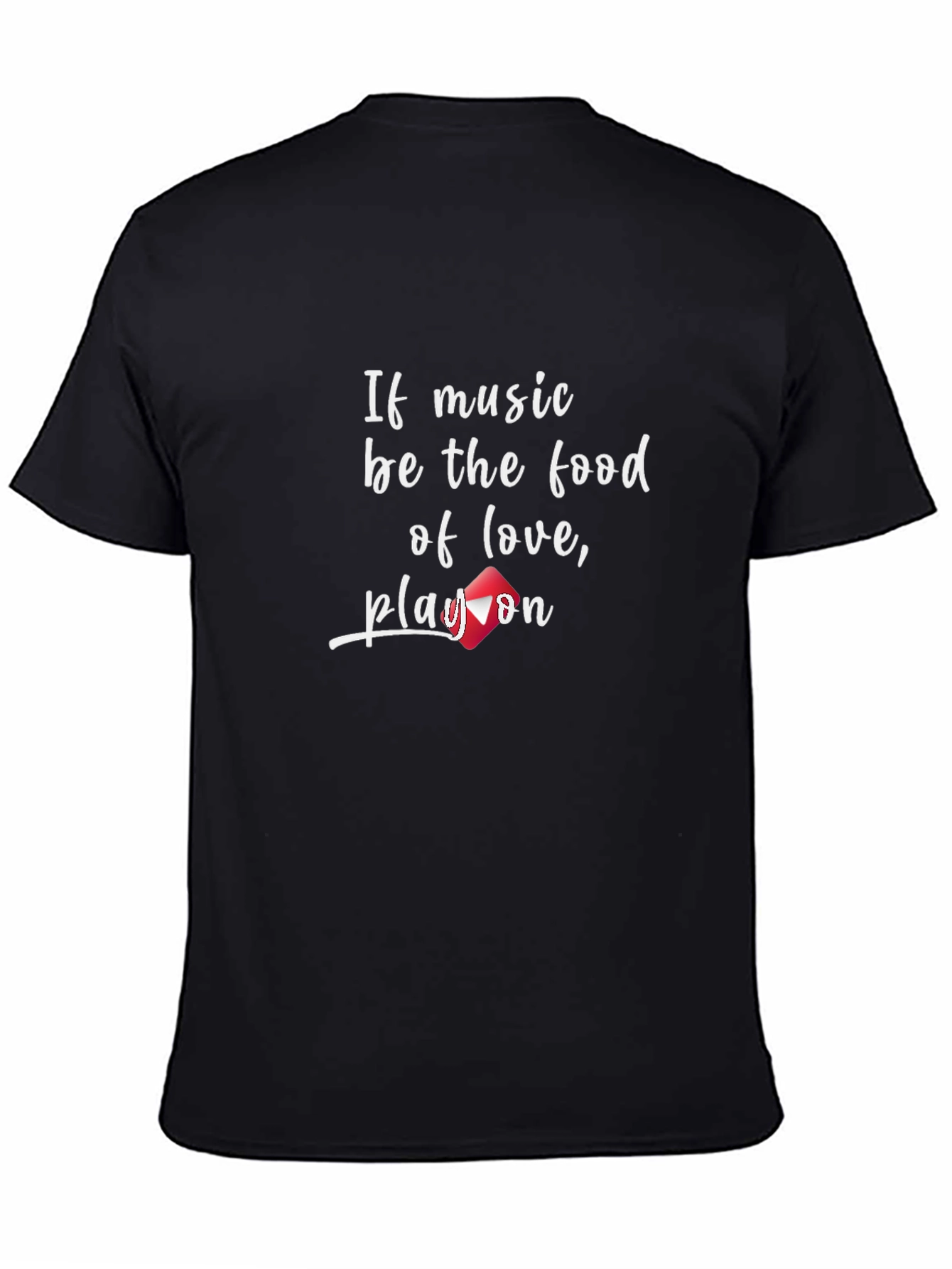 Music Love Play On Black T-Shirt