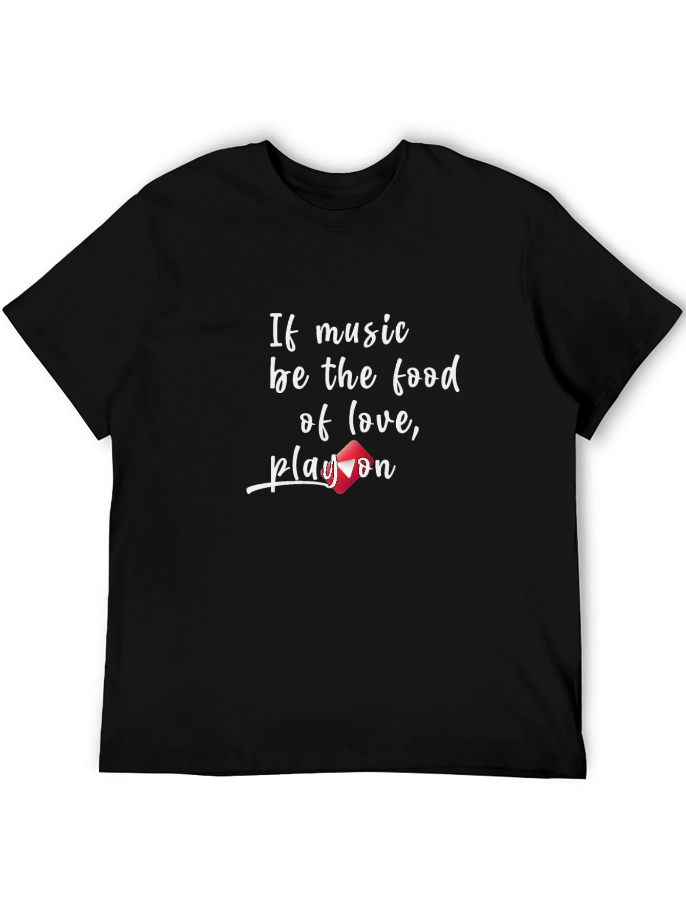 Music Love Play On Black T-Shirt
