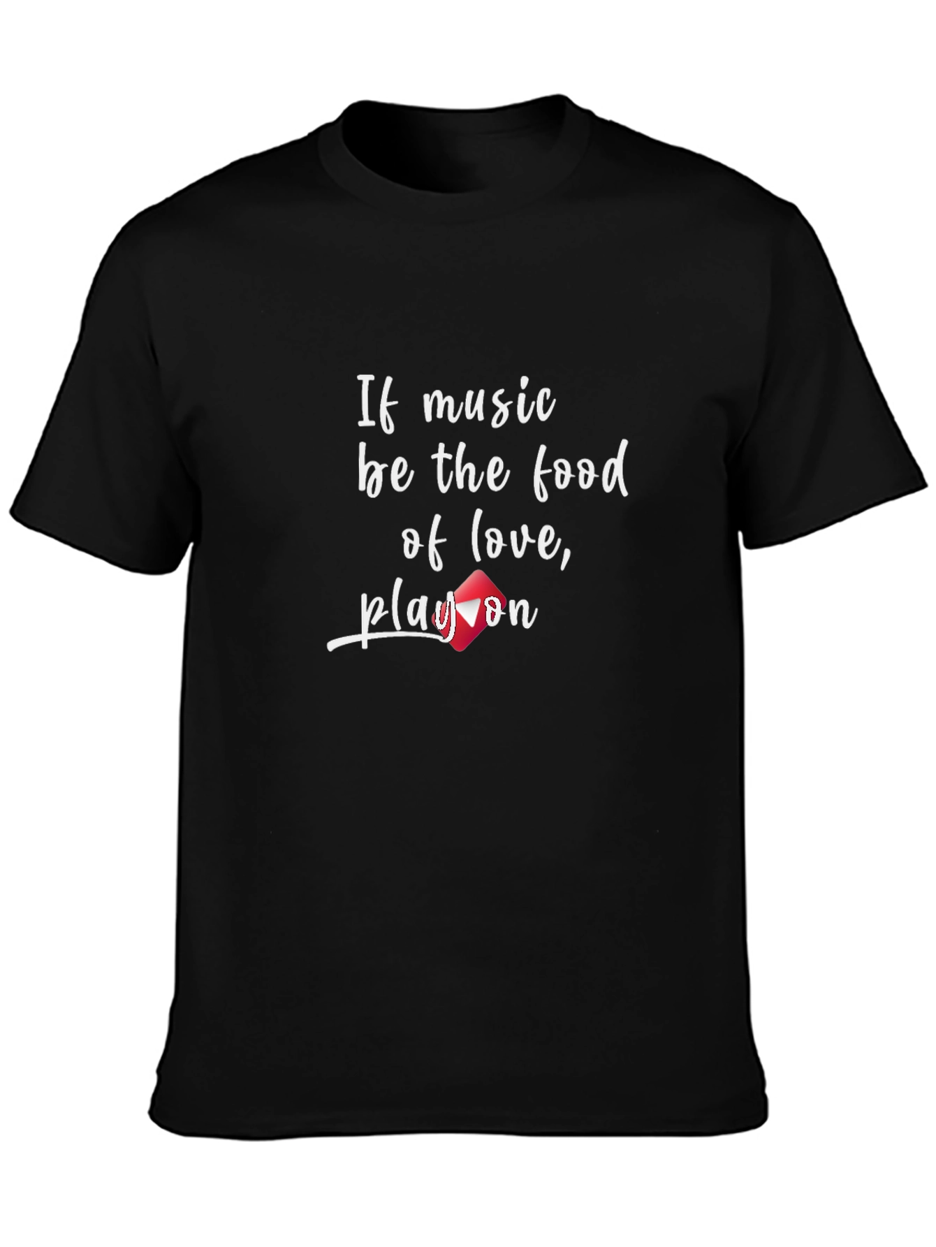 Music Love Play On Black T-Shirt
