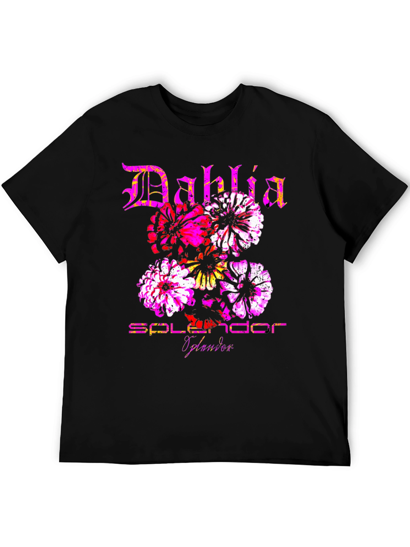 Dahlia Splendor Black T-Shirt