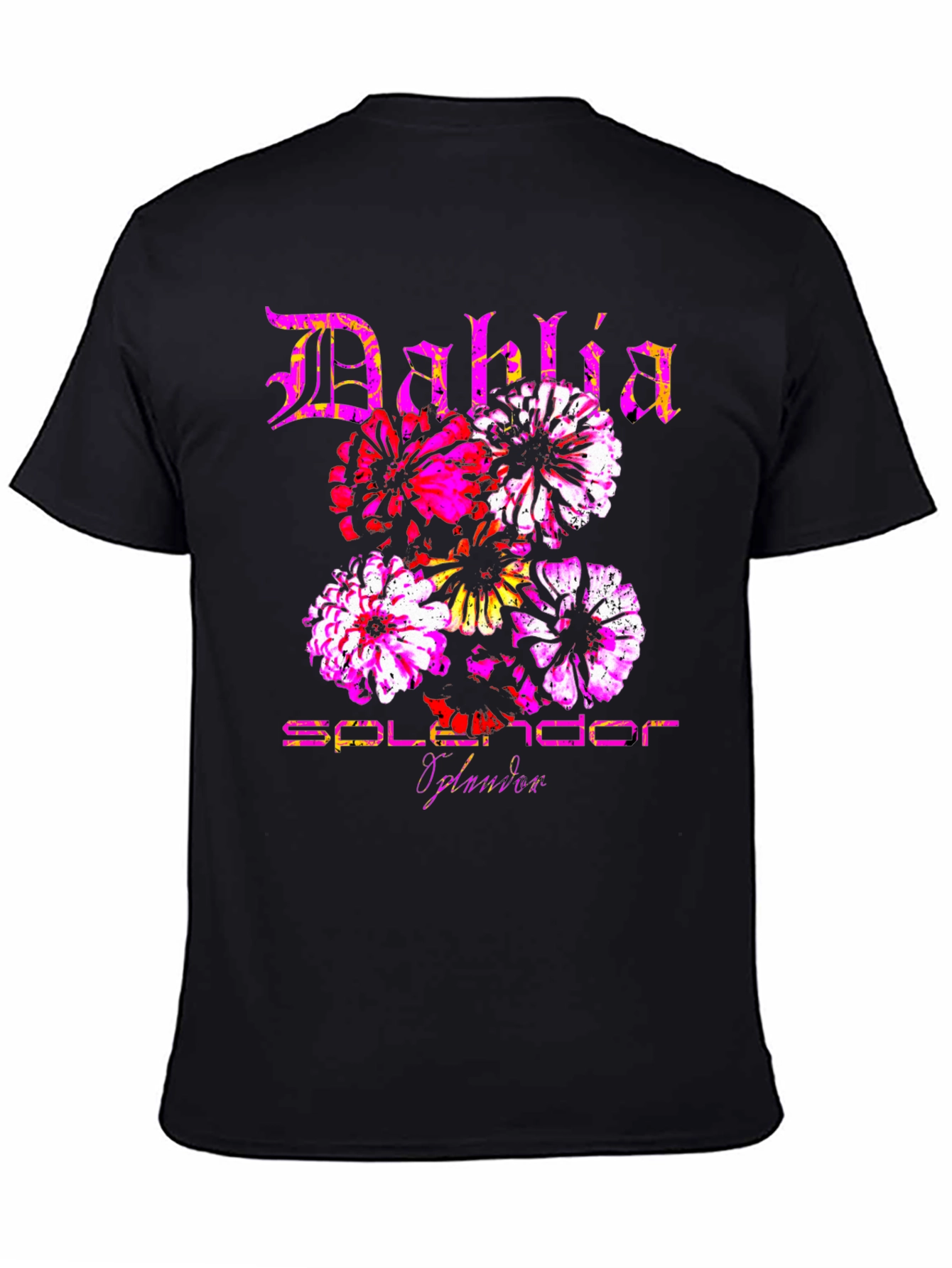 Dahlia Splendor Black T-Shirt