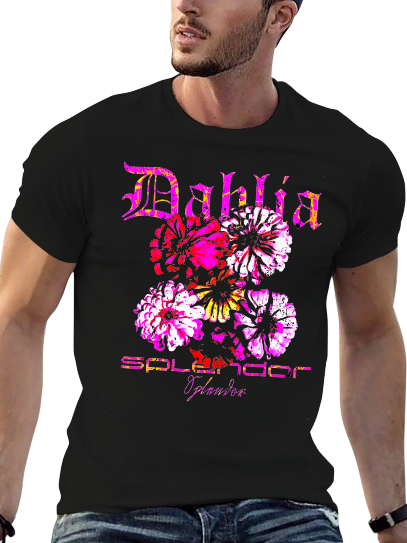 Dahlia Splendor Black T-Shirt