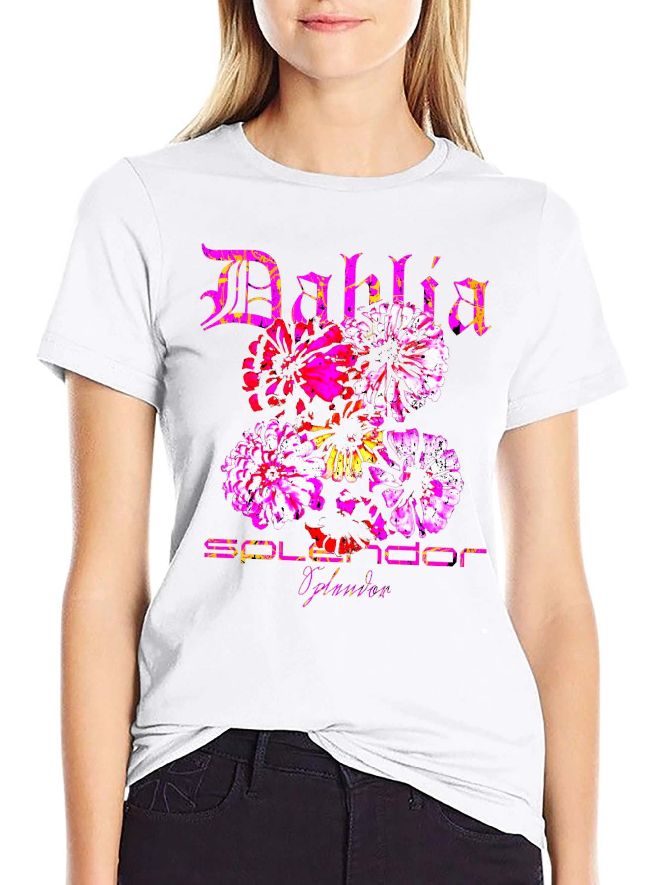 Dahlia Splendor Black T-Shirt