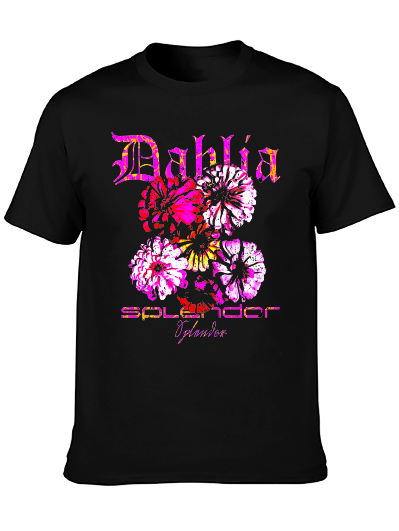 Dahlia Splendor Black T-Shirt