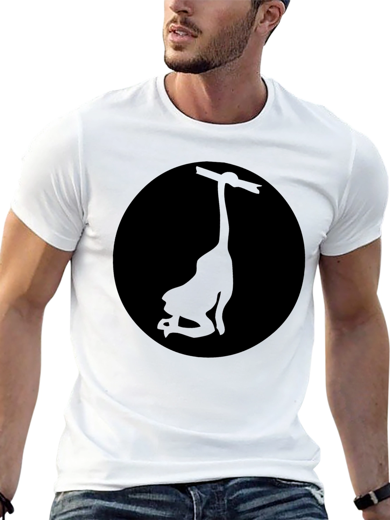 Mens Black Graphic Tee - Silhouette Design