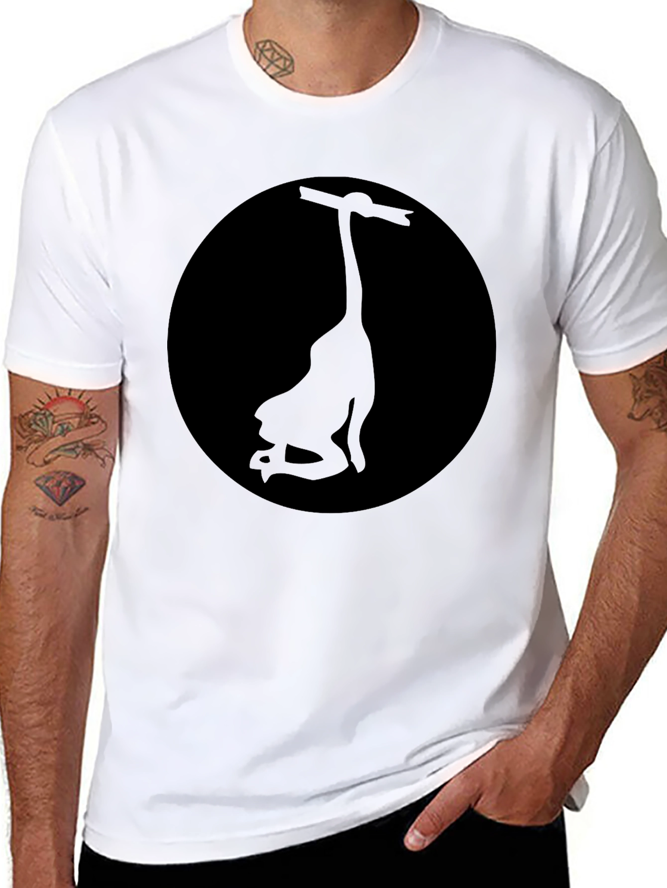 Mens Black Graphic Tee - Silhouette Design