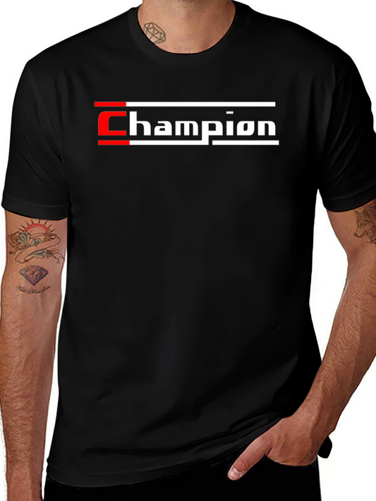 Champion Graphic Tee - Black Cotton T-Shirt
