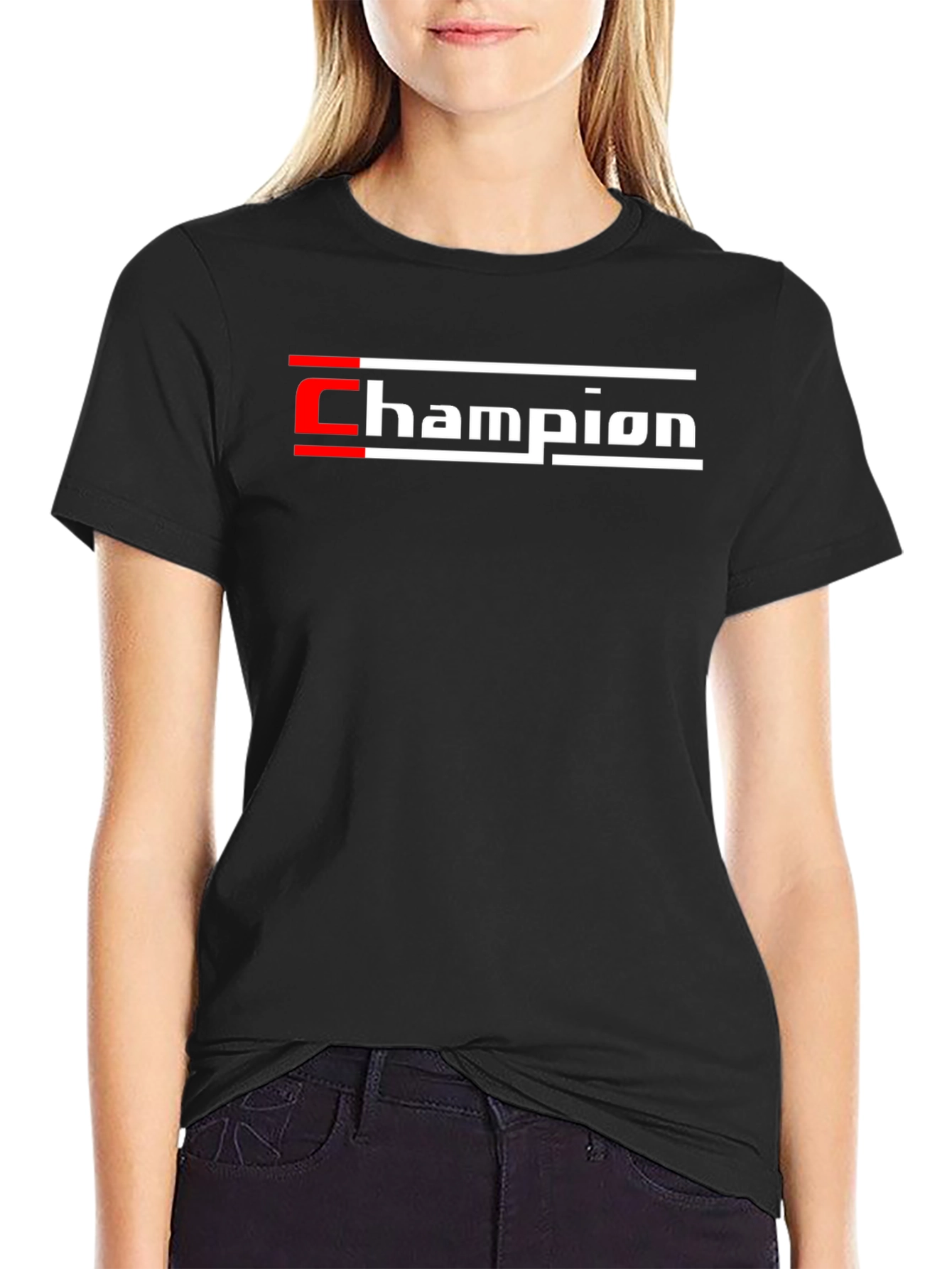 Champion Graphic Tee - Black Cotton T-Shirt