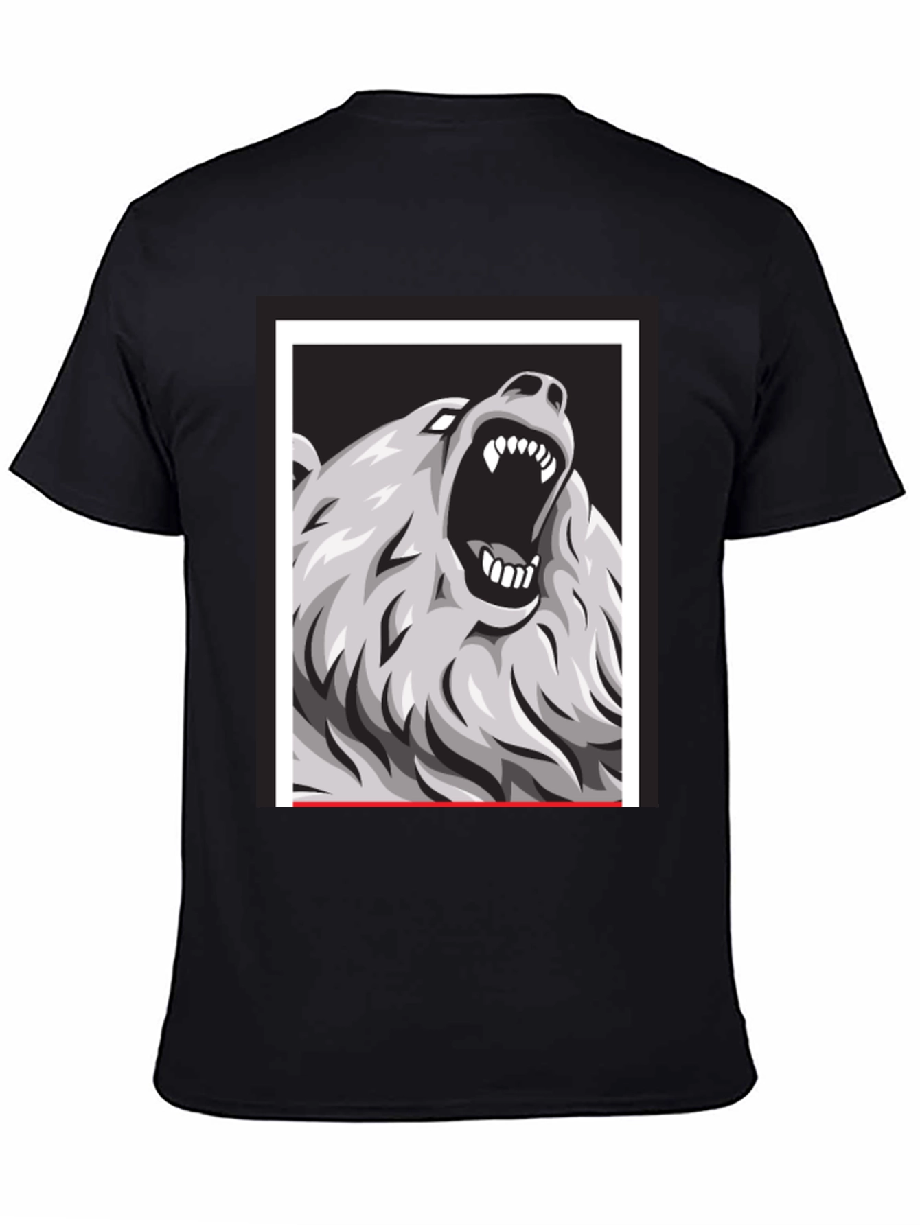 Bear Graphic Print Black Tee
