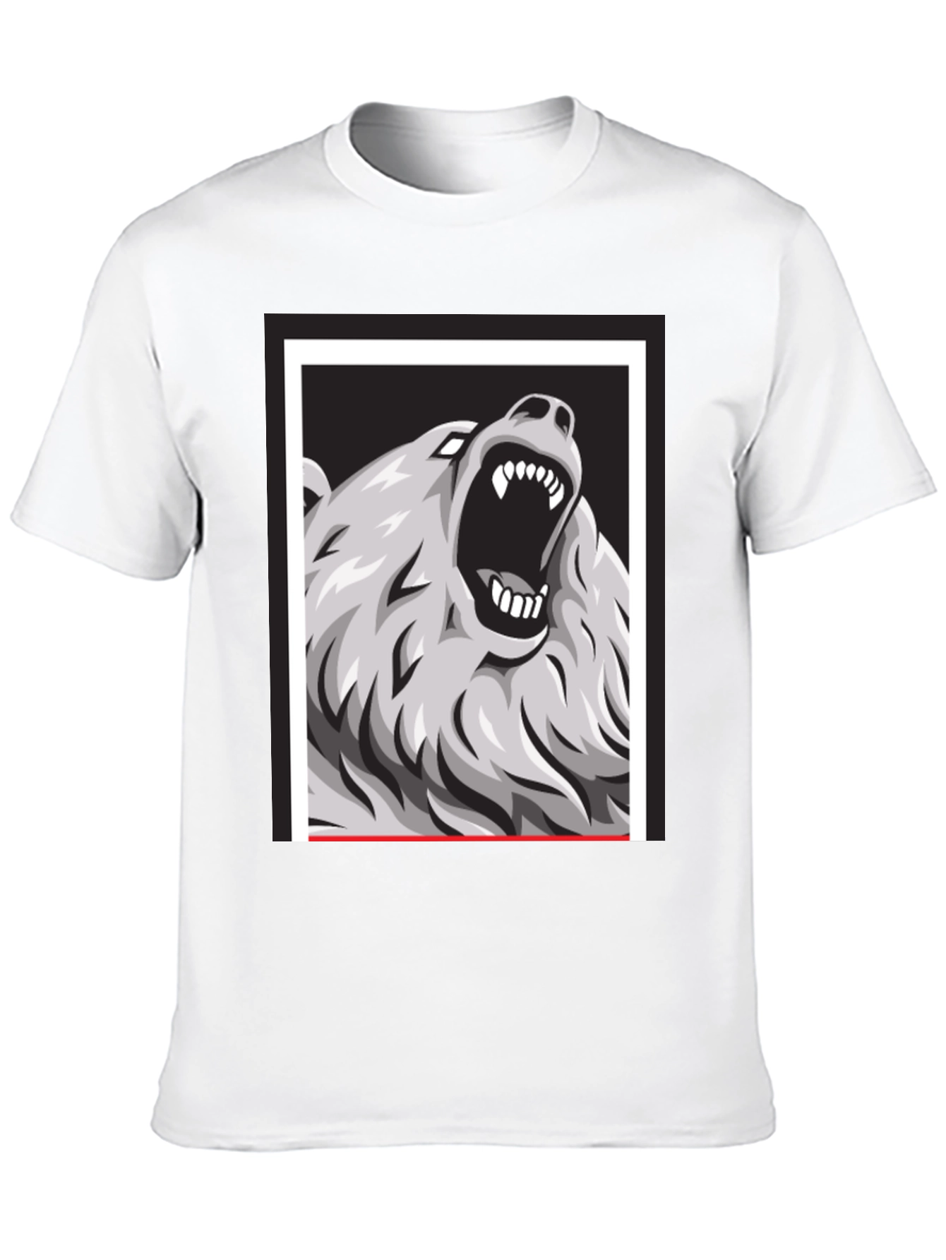 Bear Graphic Print Black Tee