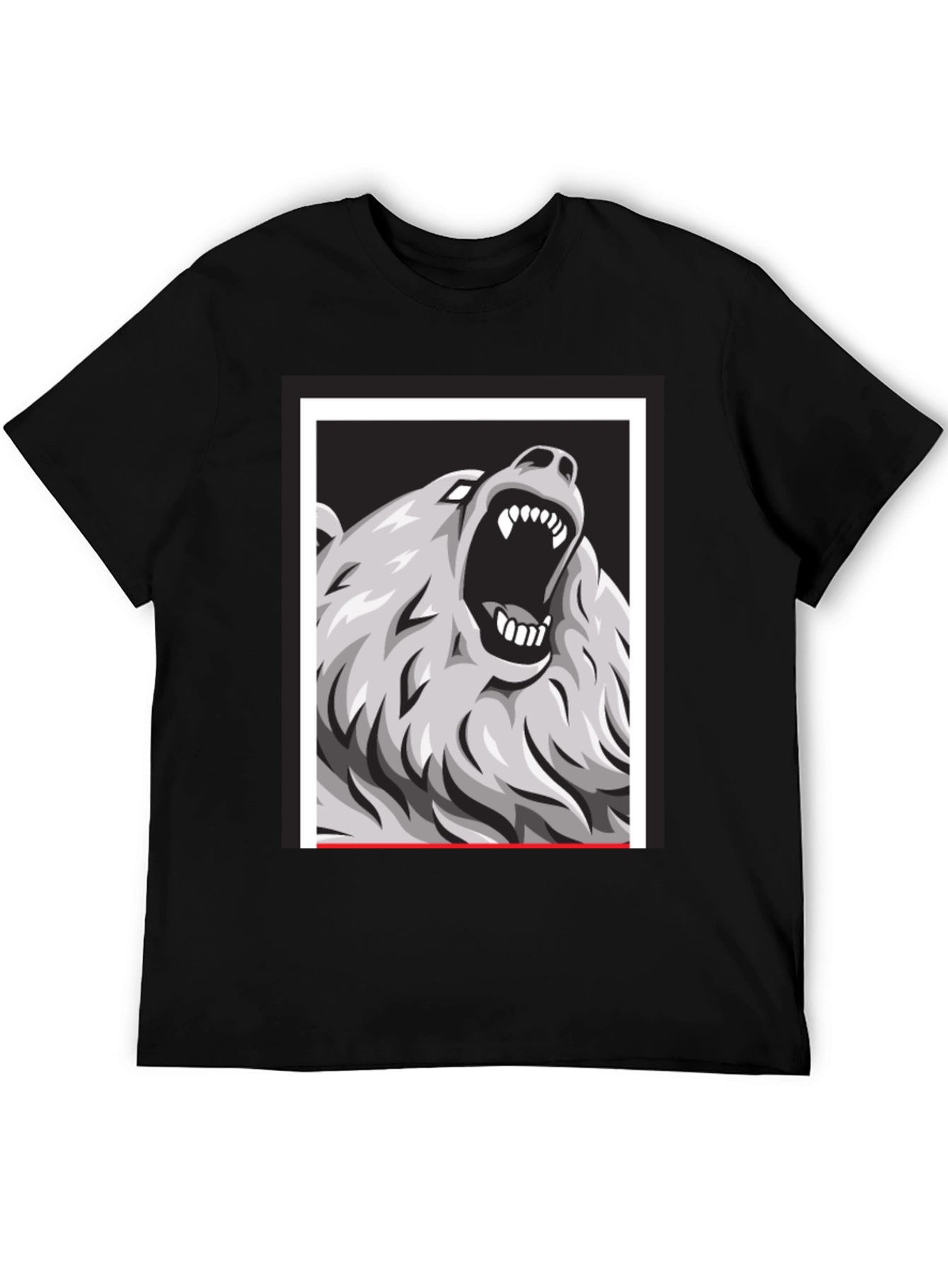 Bear Graphic Print Black Tee