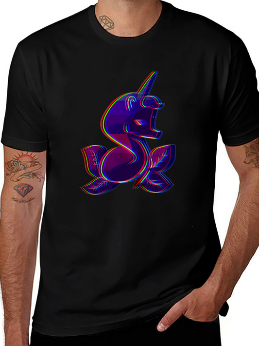 Unicorn Glitch T-Shirt - Black Cotton Tee