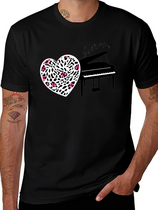 Heart Piano Music Black Tee