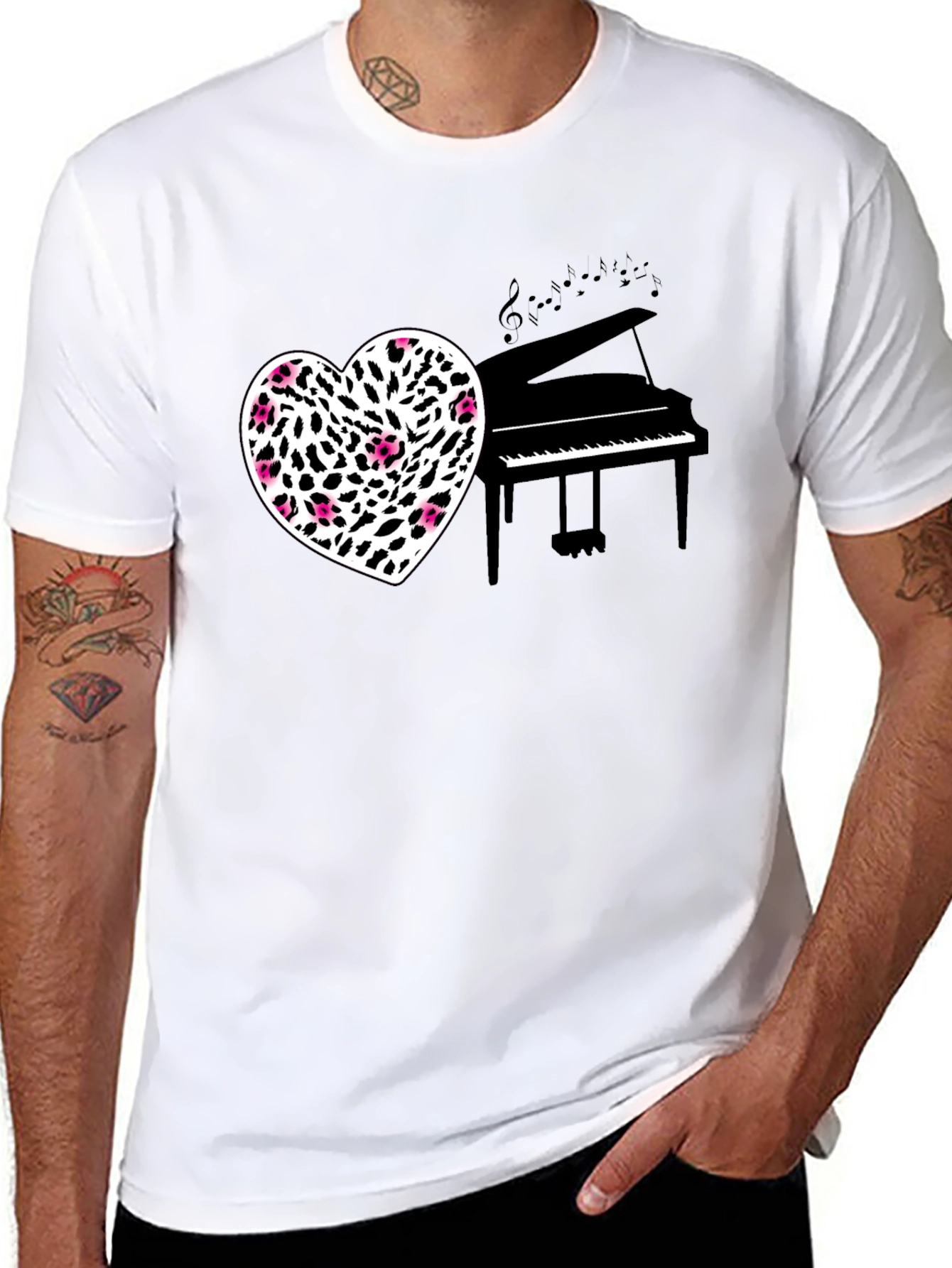 Heart Piano Music Black Tee