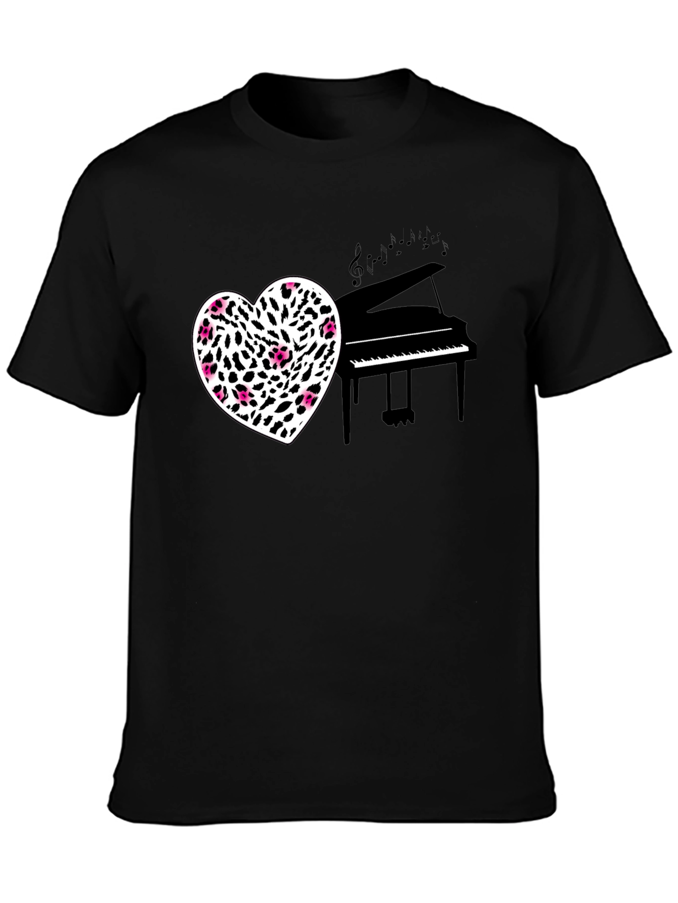 Heart Piano Music Black Tee