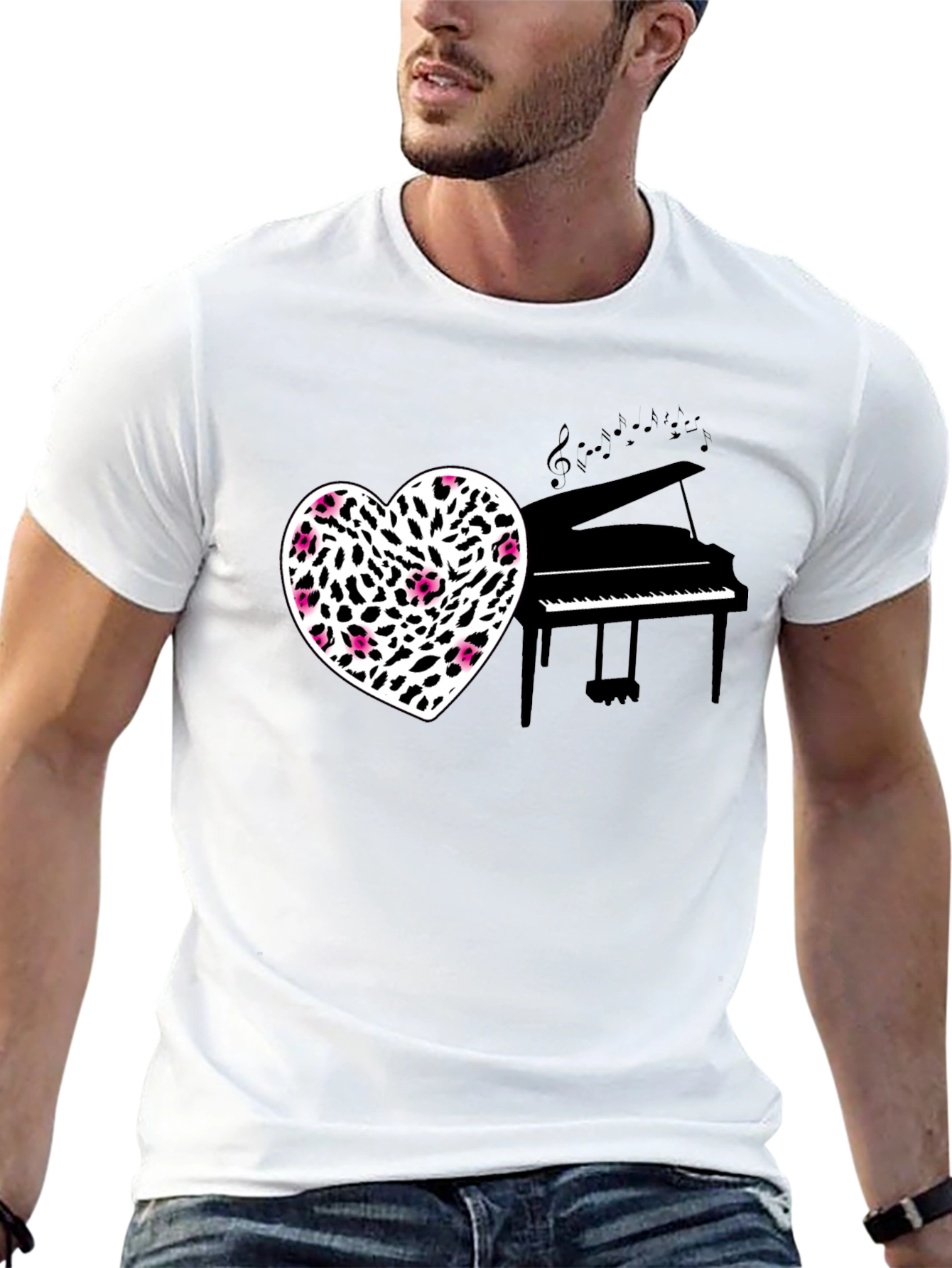 Heart Piano Music Black Tee