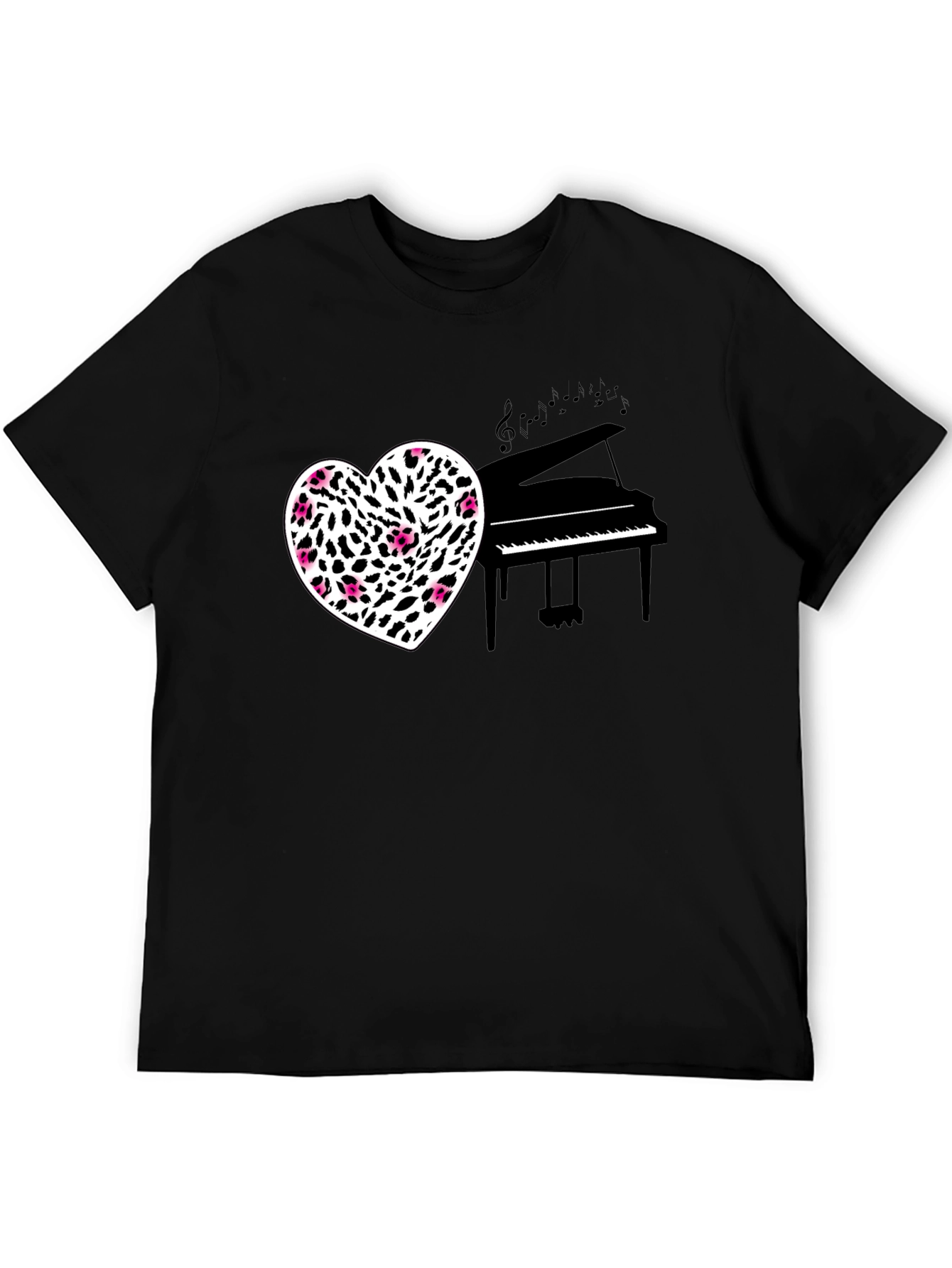 Heart Piano Music Black Tee
