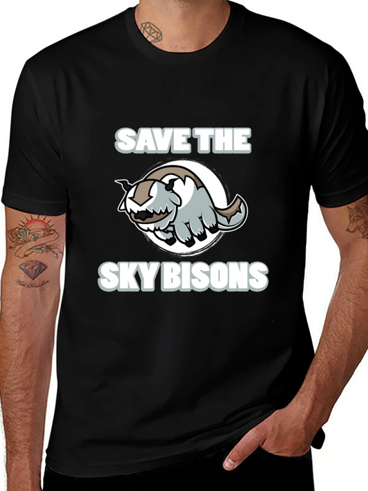 Save the Sky Bisons Graphic T-Shirt - Black Cotton Tee