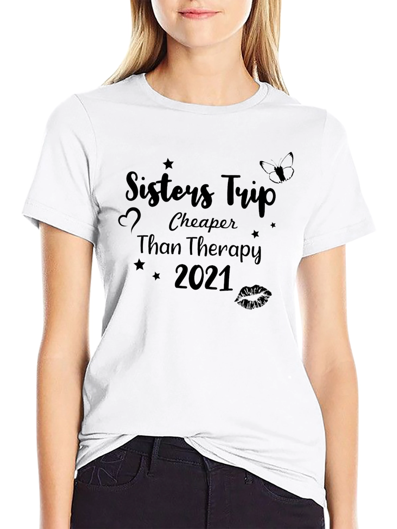 Sisters Trip Cheaper Than Therapy 2021 Black Tee