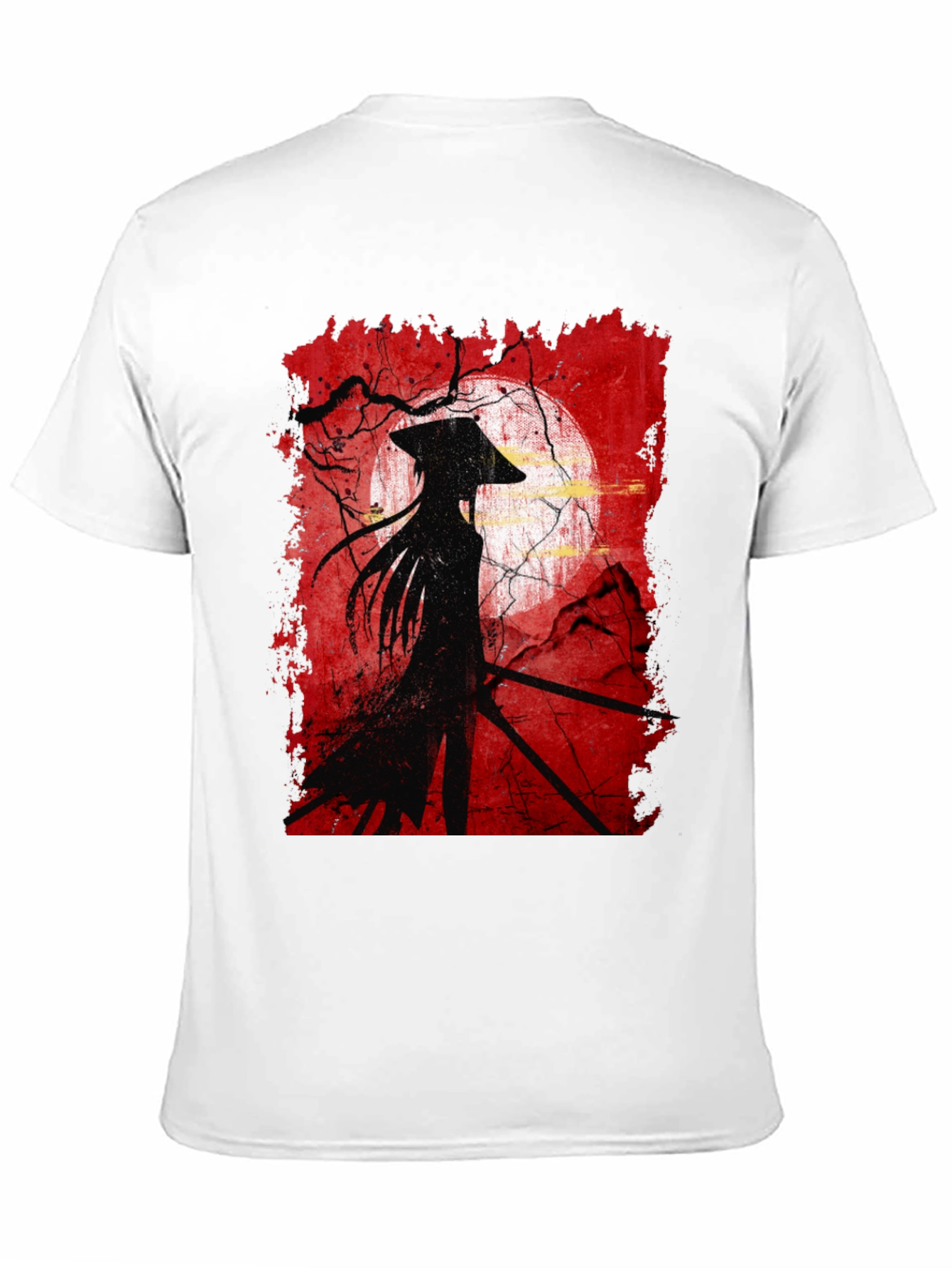 Samurai Silhouette Graphic Tee - Mens Black T-Shirt