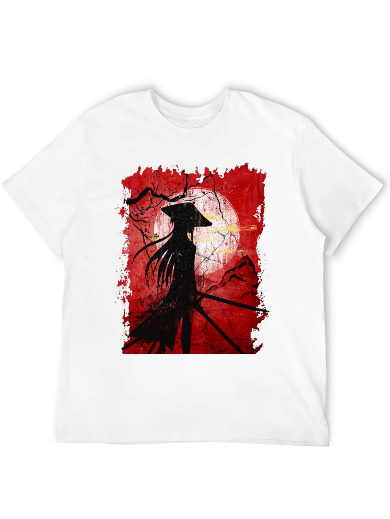 Samurai Silhouette Graphic Tee - Mens Black T-Shirt
