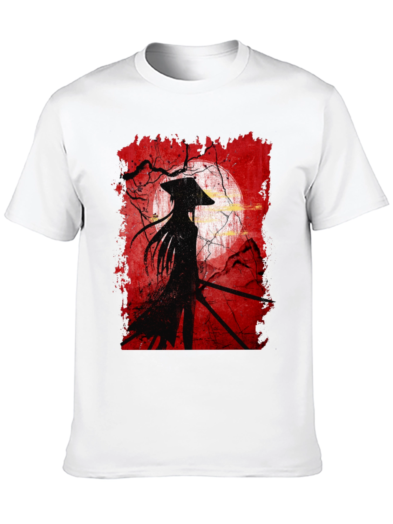 Samurai Silhouette Graphic Tee - Mens Black T-Shirt