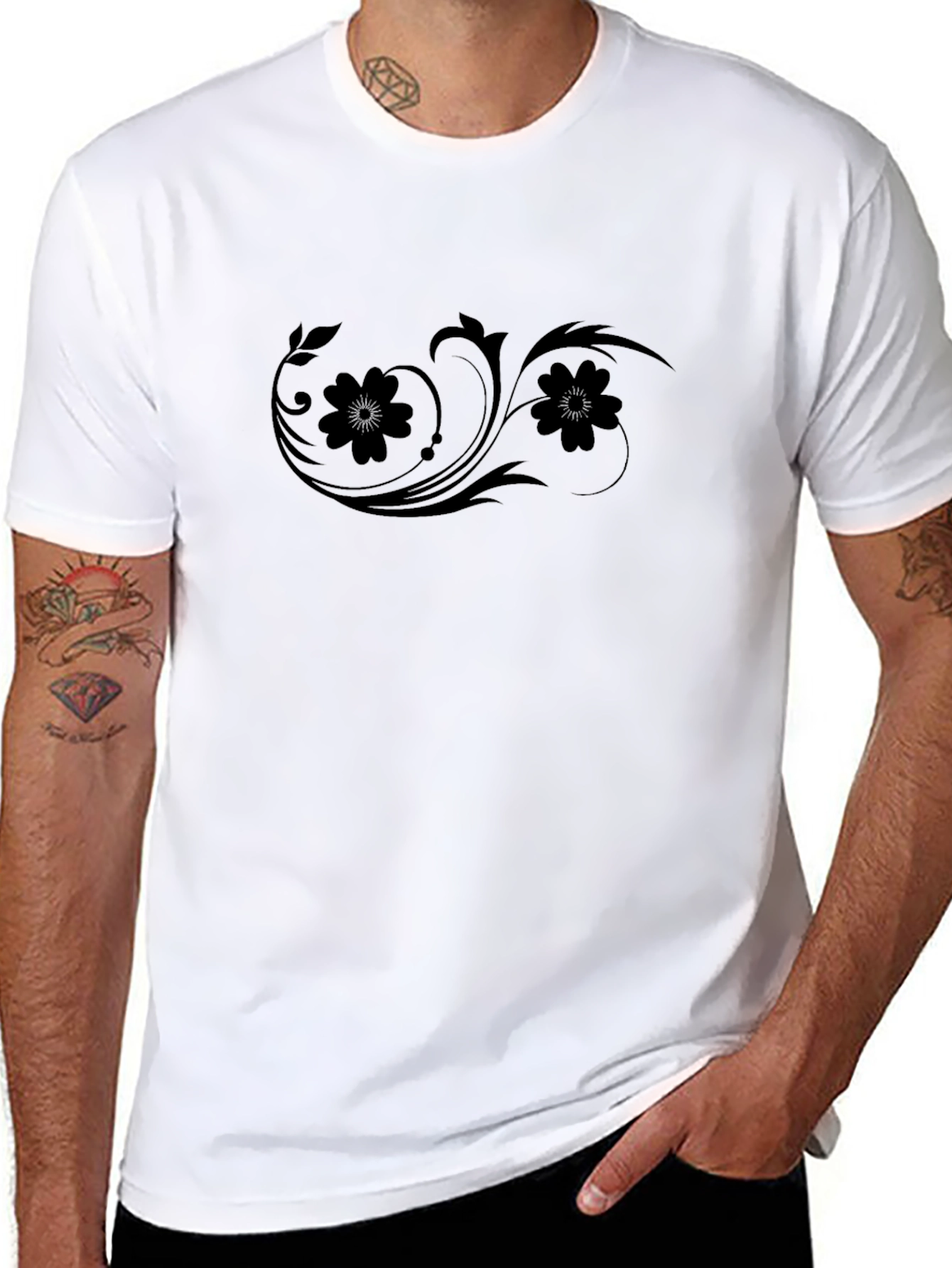Elegant Black Floral Graphic T-Shirt