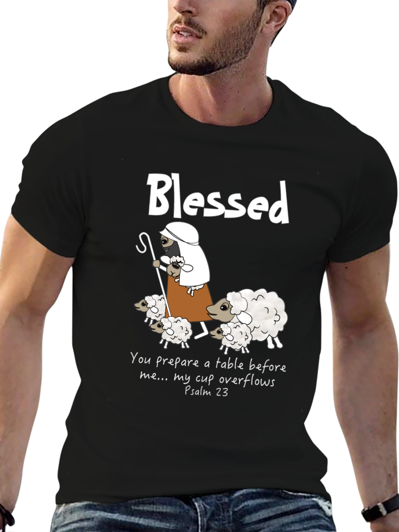 Blessed Shepherd Graphic T-Shirt Psalm 23