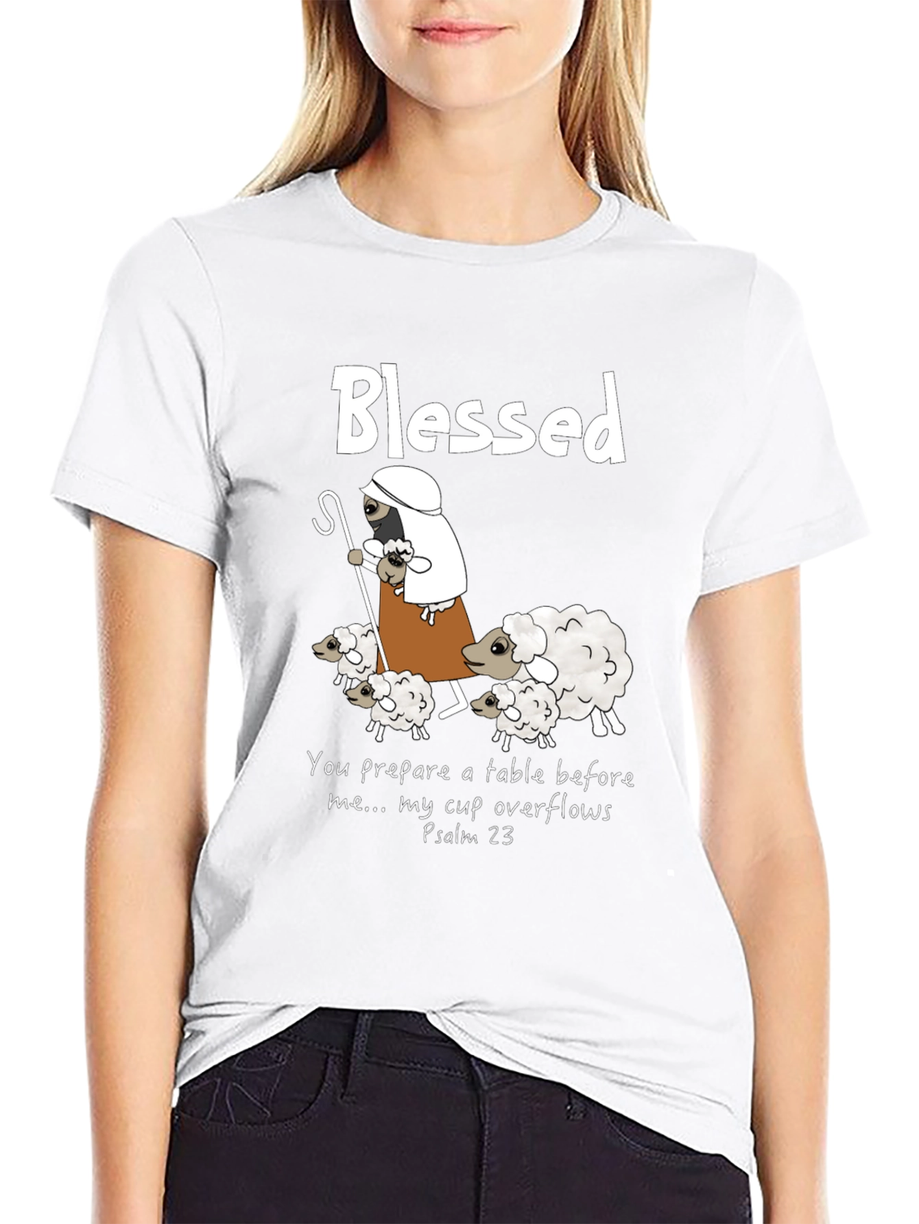 Blessed Shepherd Graphic T-Shirt Psalm 23