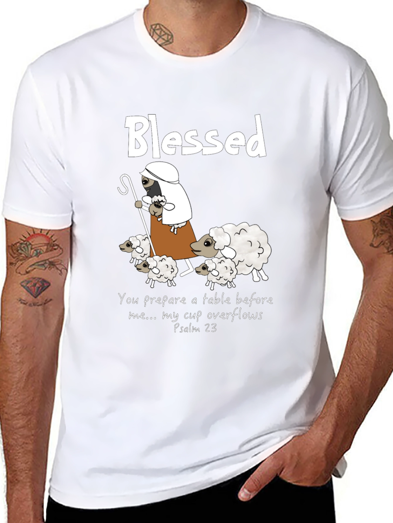 Blessed Shepherd Graphic T-Shirt Psalm 23