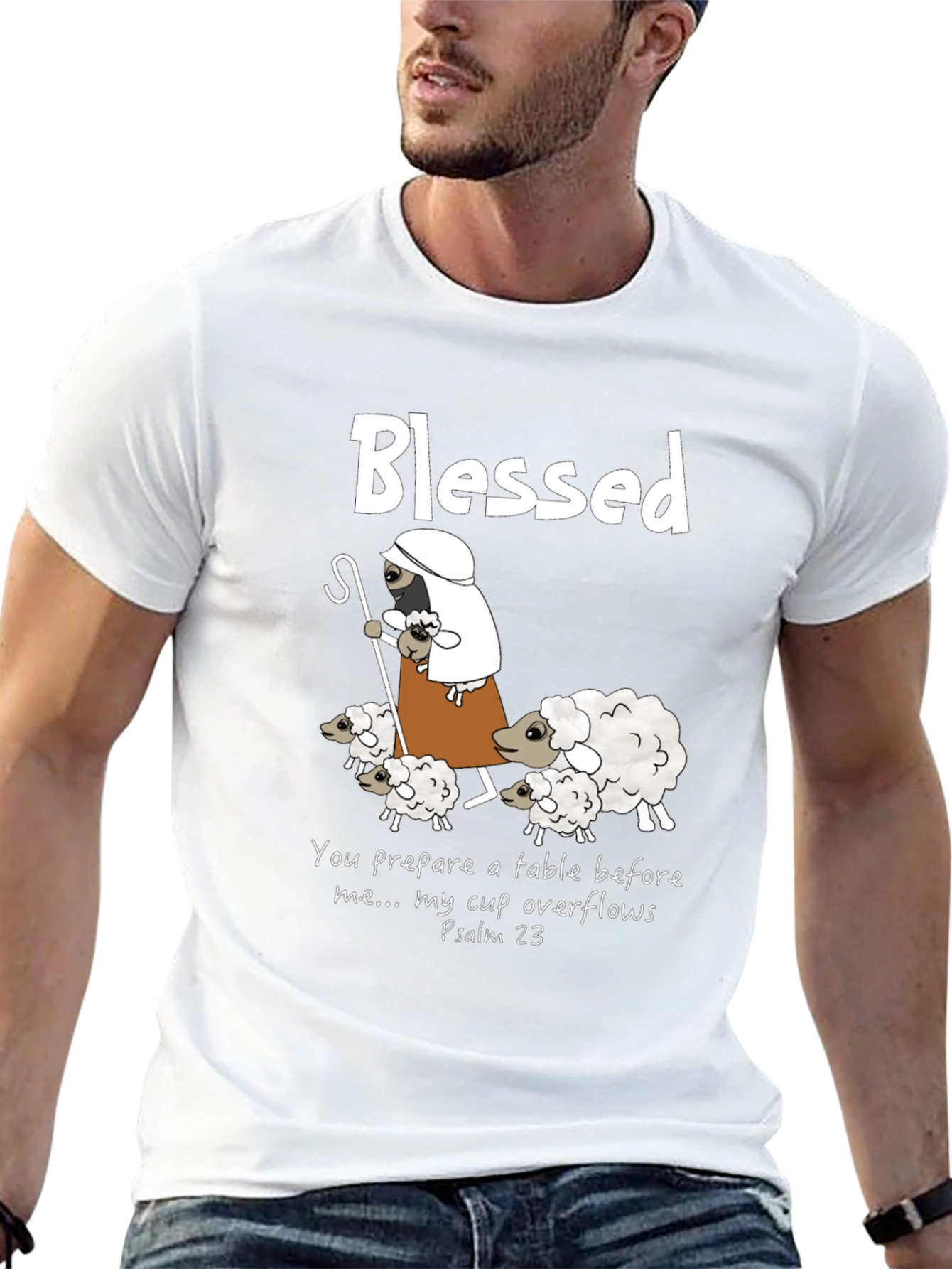Blessed Shepherd Graphic T-Shirt Psalm 23