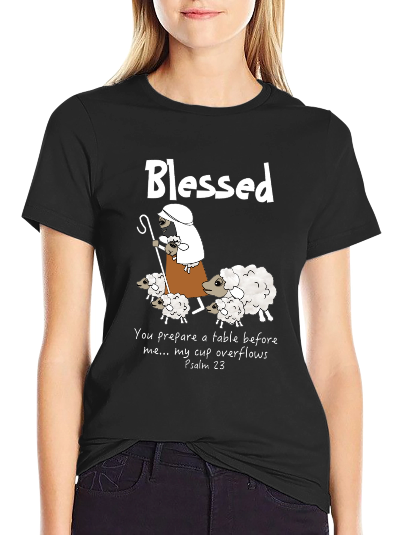 Blessed Shepherd Graphic T-Shirt Psalm 23