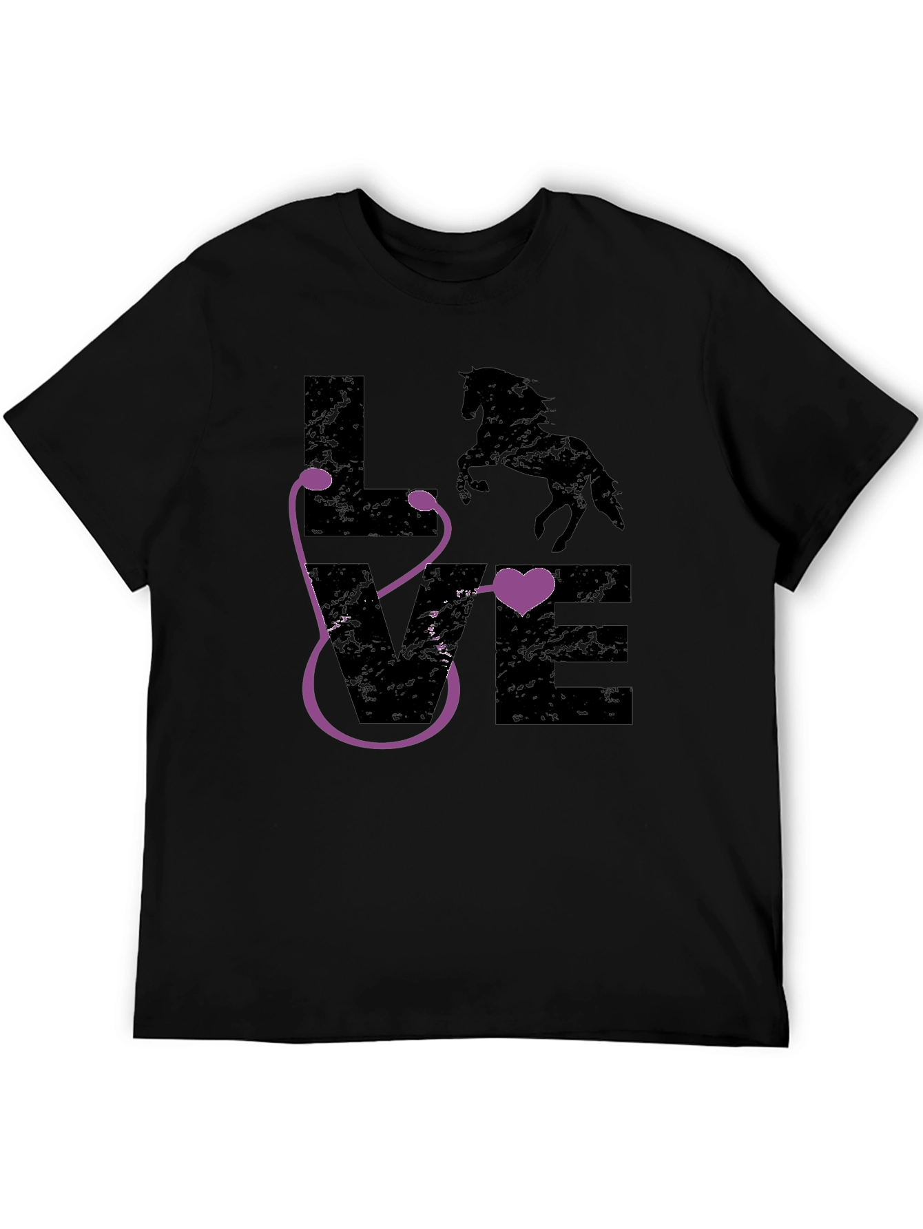 Horse Vet Stethoscope Heart Love Graphic Tee