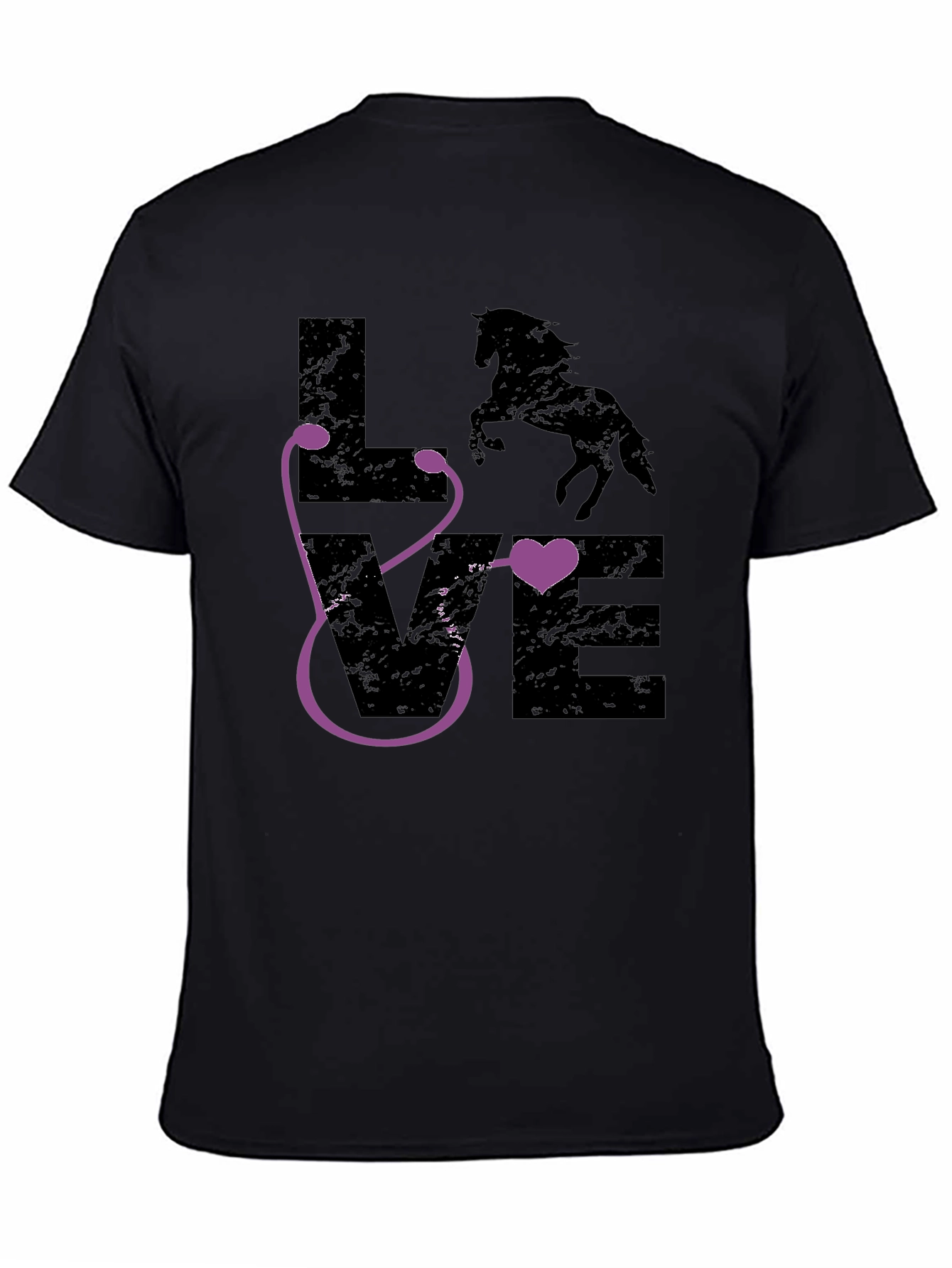 Horse Vet Stethoscope Heart Love Graphic Tee