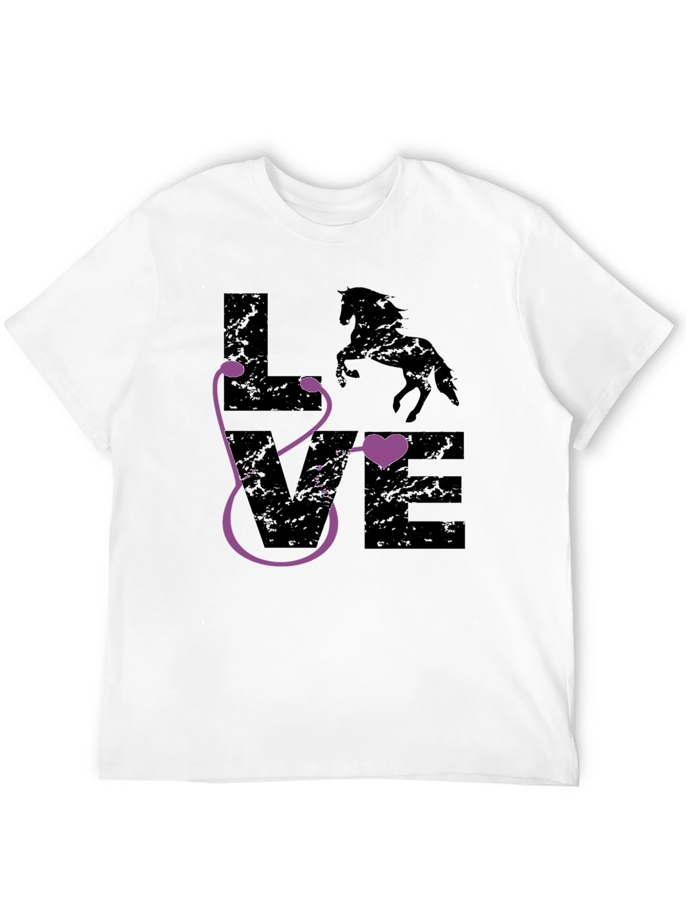 Horse Vet Stethoscope Heart Love Graphic Tee