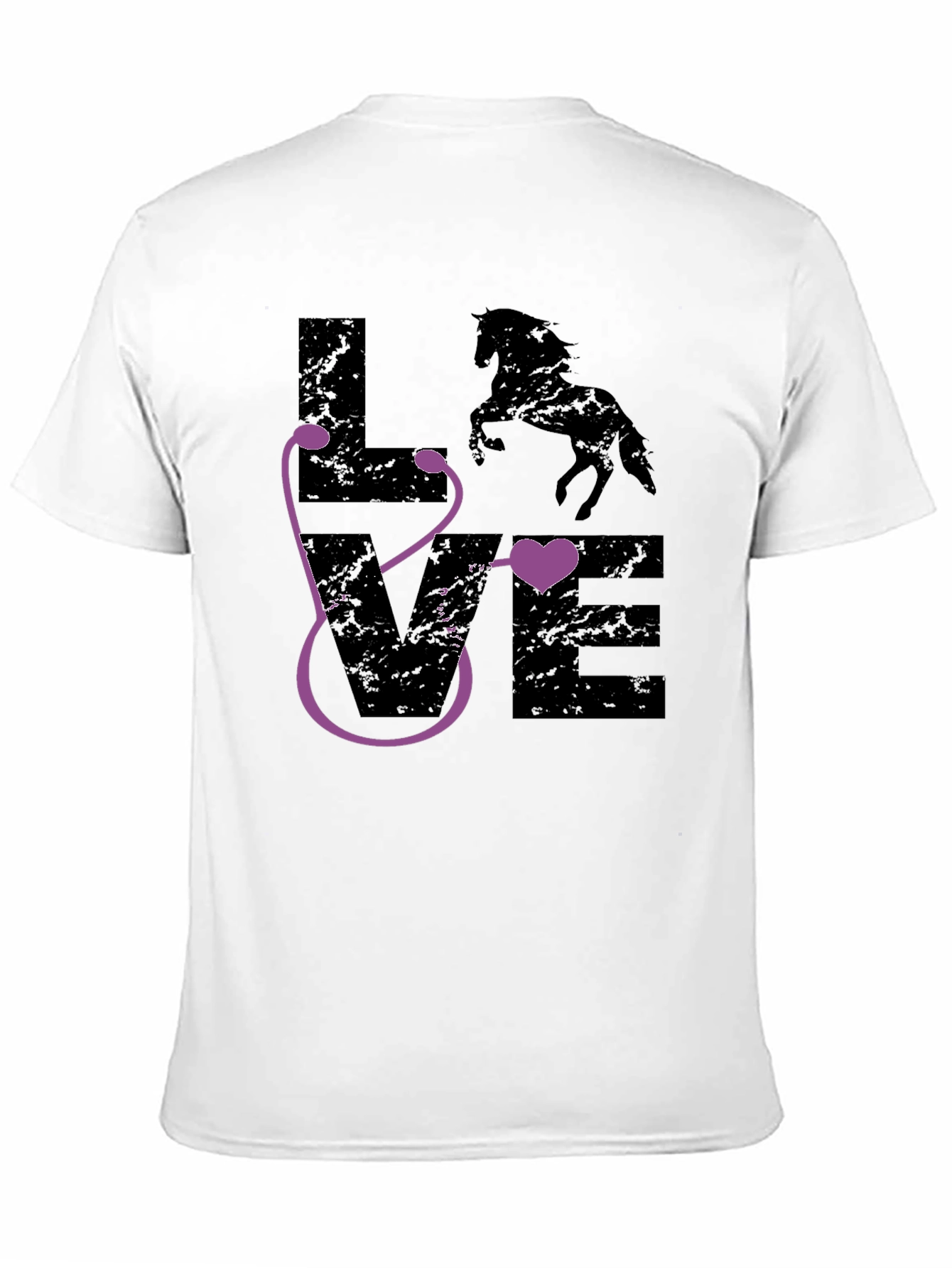 Horse Vet Stethoscope Heart Love Graphic Tee