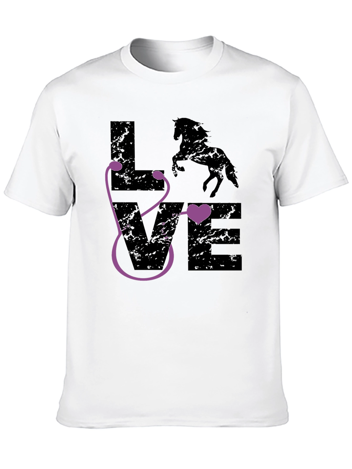 Horse Vet Stethoscope Heart Love Graphic Tee