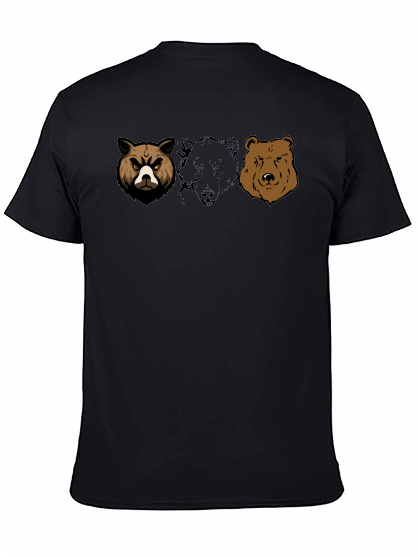Bear Trio Graphic T-Shirt - Black Cotton Tee