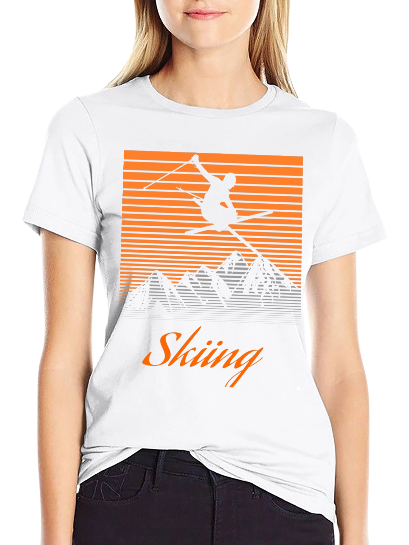 Retro Skiing Graphic Tee - Mountain Adventure Shirt