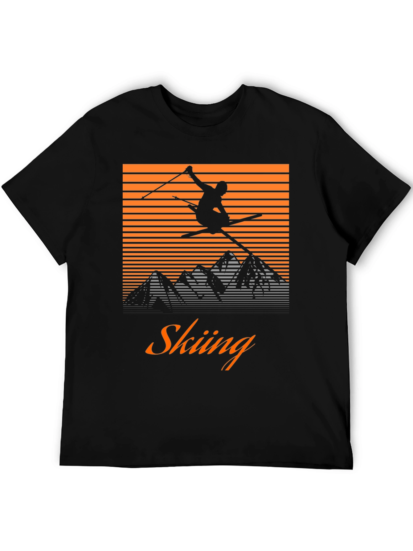 Retro Skiing Graphic Tee - Mountain Adventure Shirt