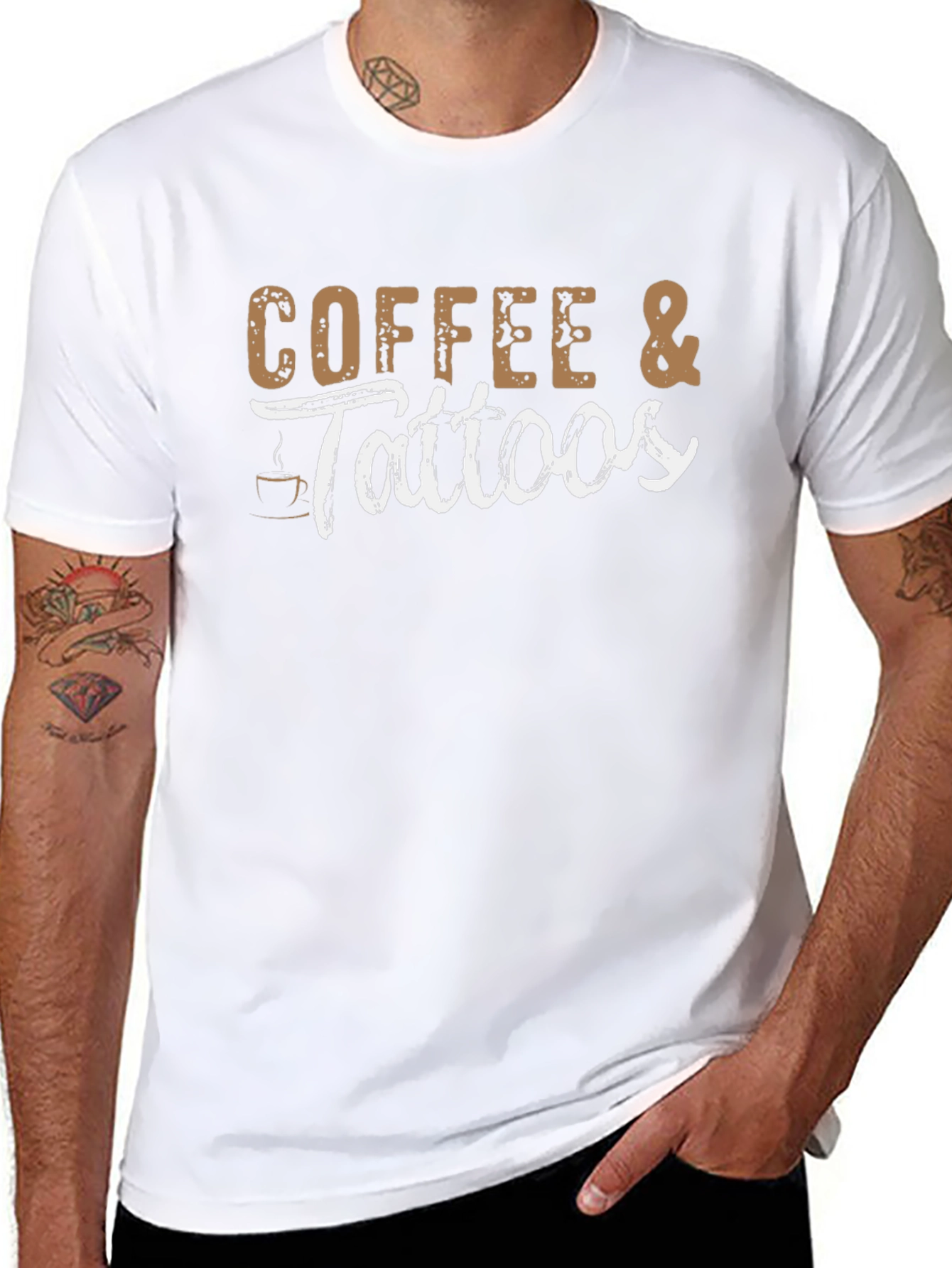 Coffee & Tattoos Graphic Tee - Black Cotton T-Shirt