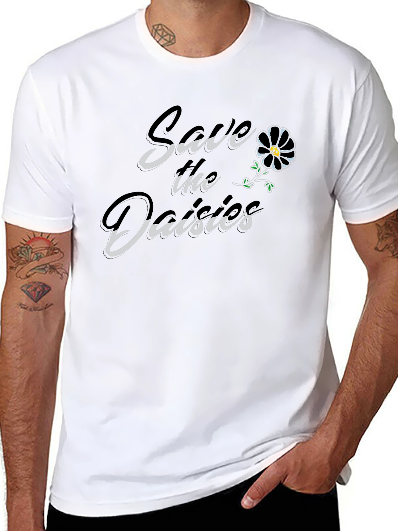 Save The Daisies Black Graphic Tee