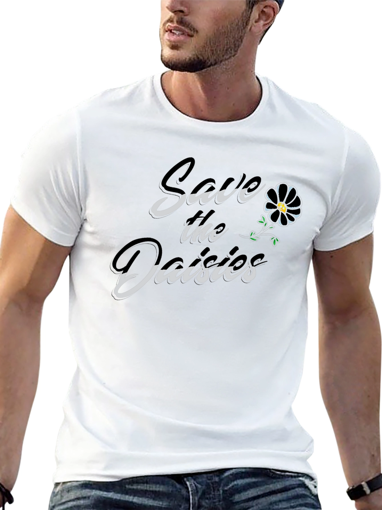 Save The Daisies Black Graphic Tee