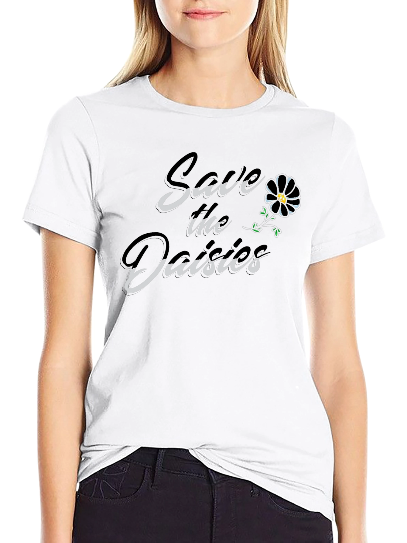 Save The Daisies Black Graphic Tee
