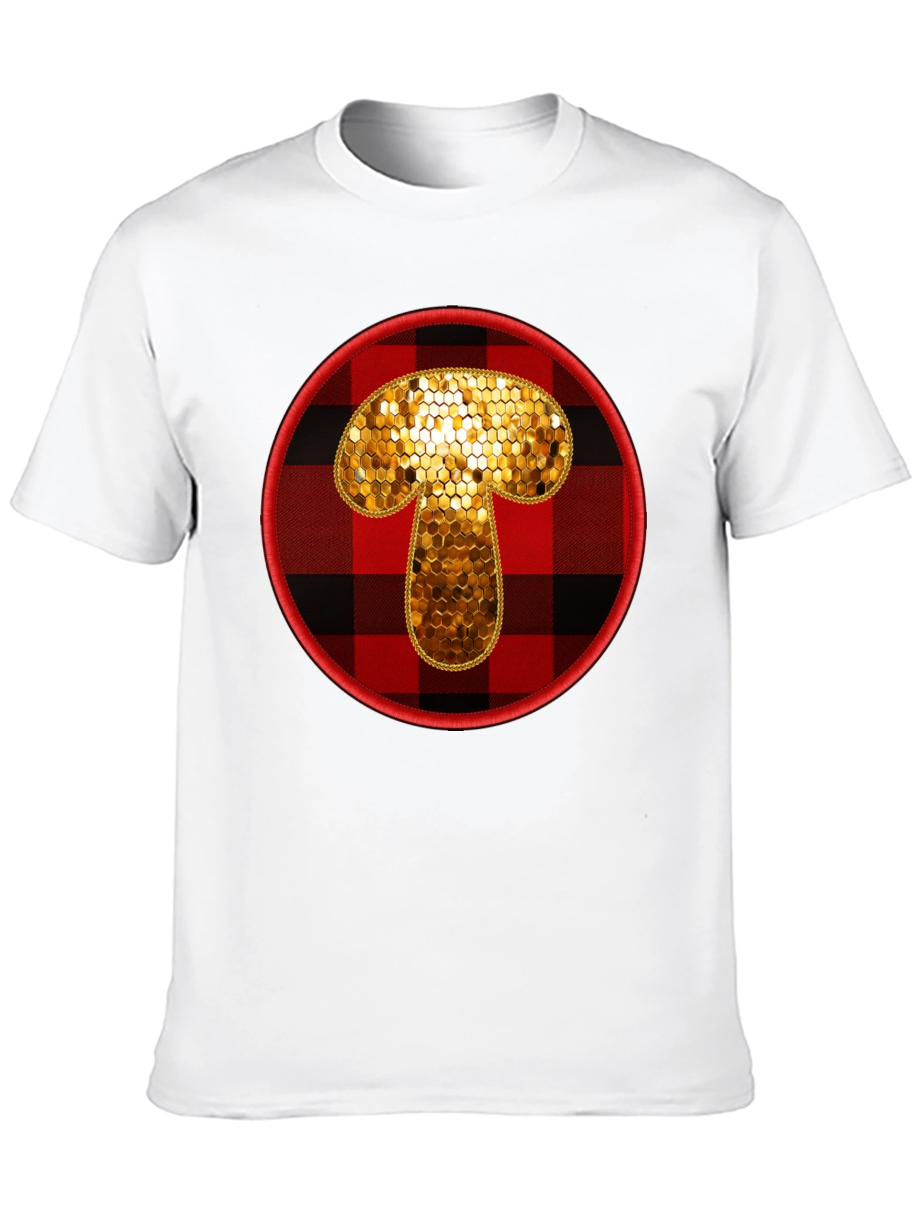 Buffalo Plaid Mushroom Graphic Tee