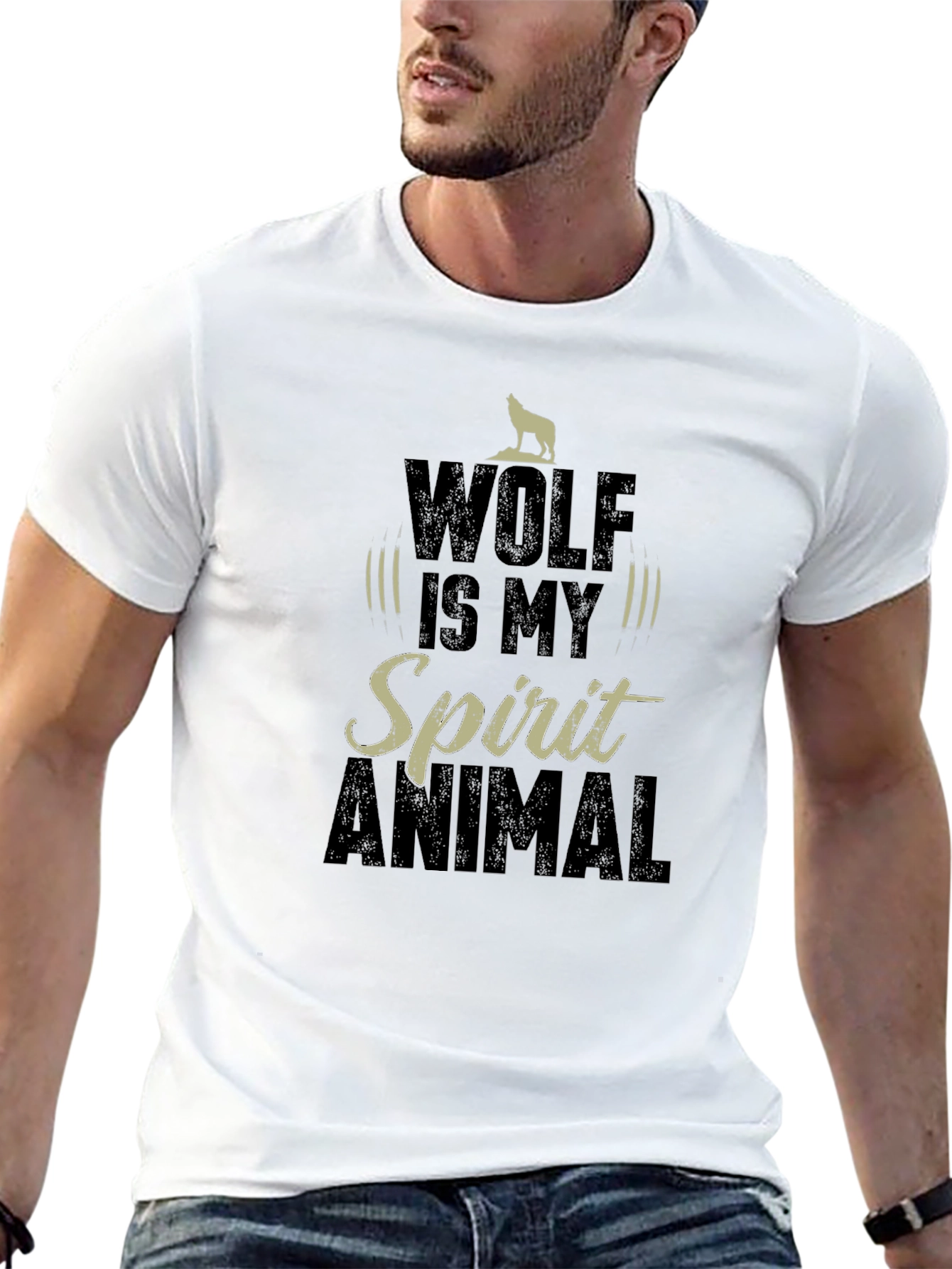 Wolf Spirit Animal Graphic T-Shirt - Black