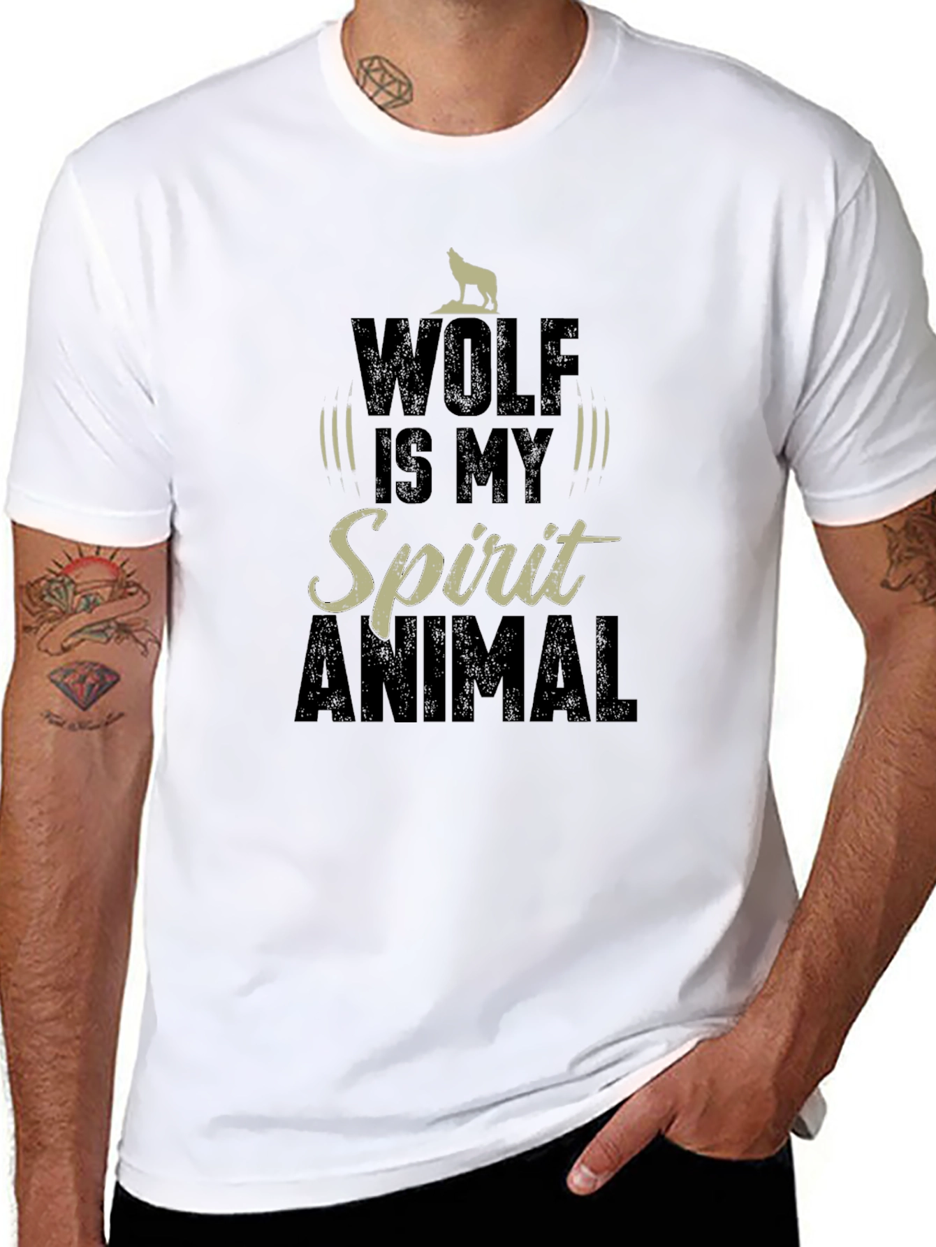 Wolf Spirit Animal Graphic T-Shirt - Black