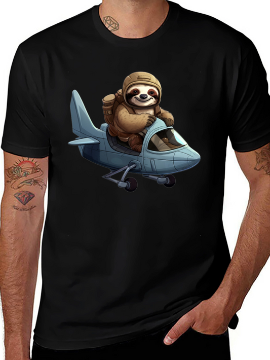 Sloth Pilot T-Shirt - Aviation Adventure Tee