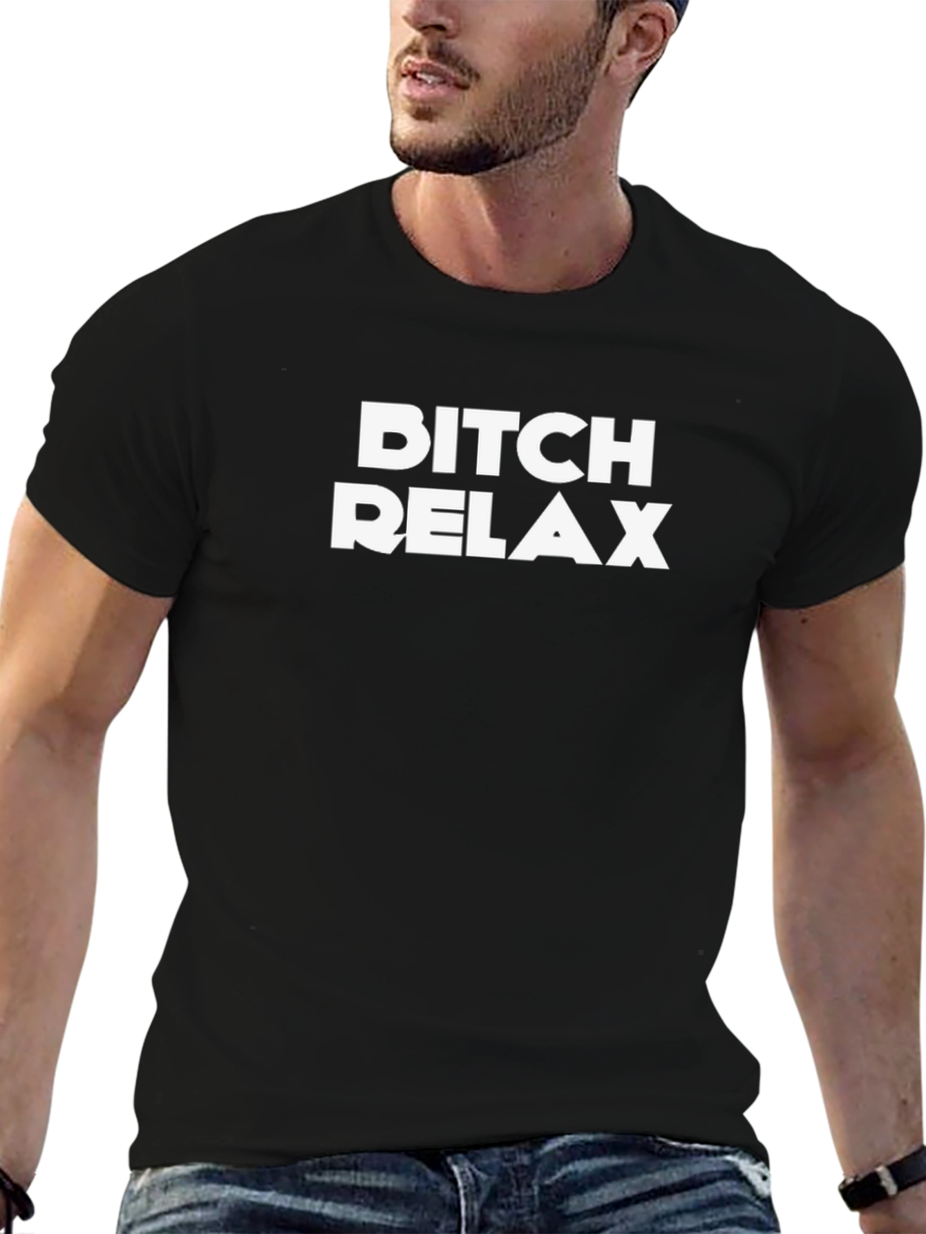 Ditch Relax Graphic Print Black T-Shirt