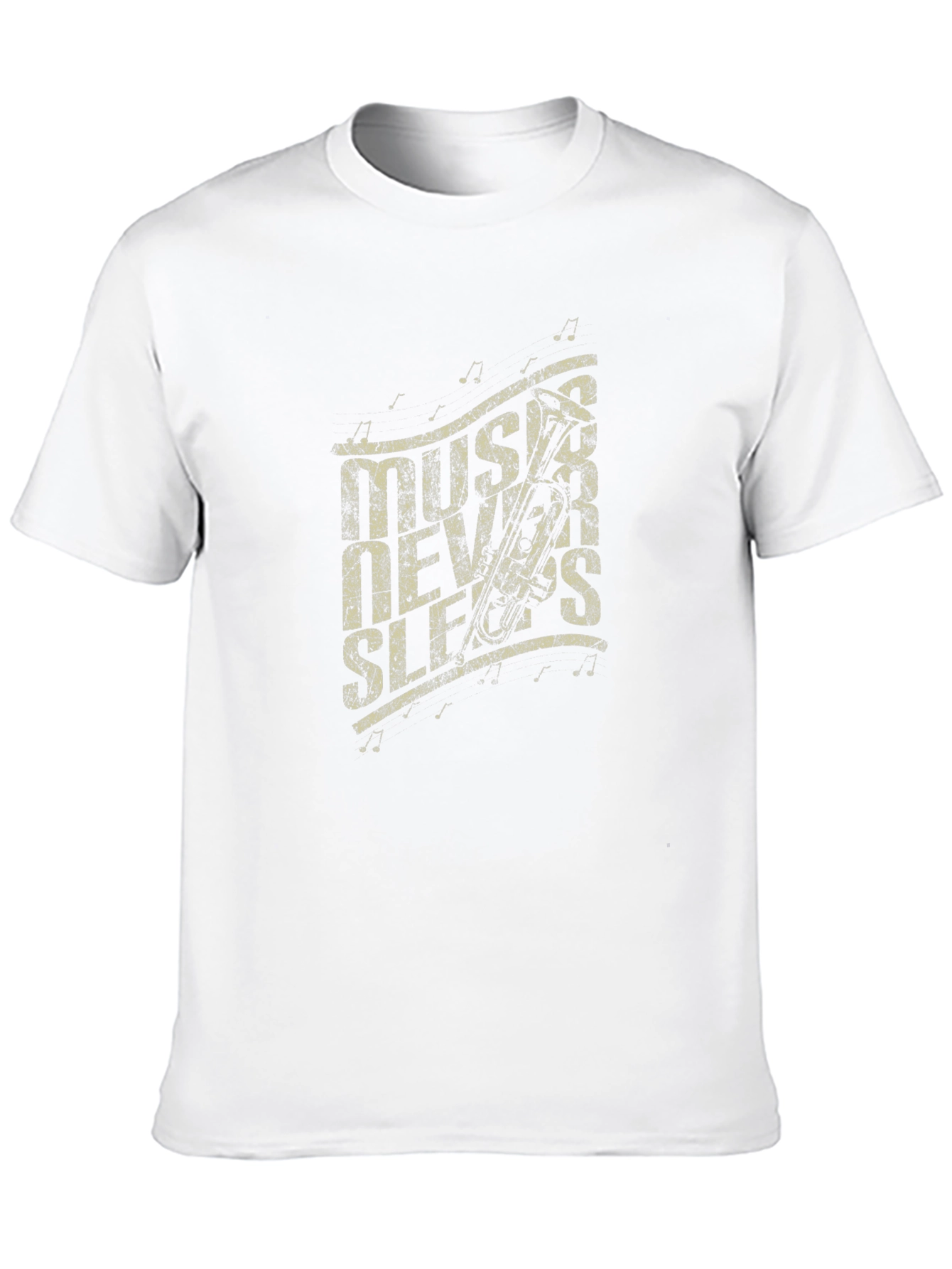Music Never Sleeps Graphic Print Black T-Shirt